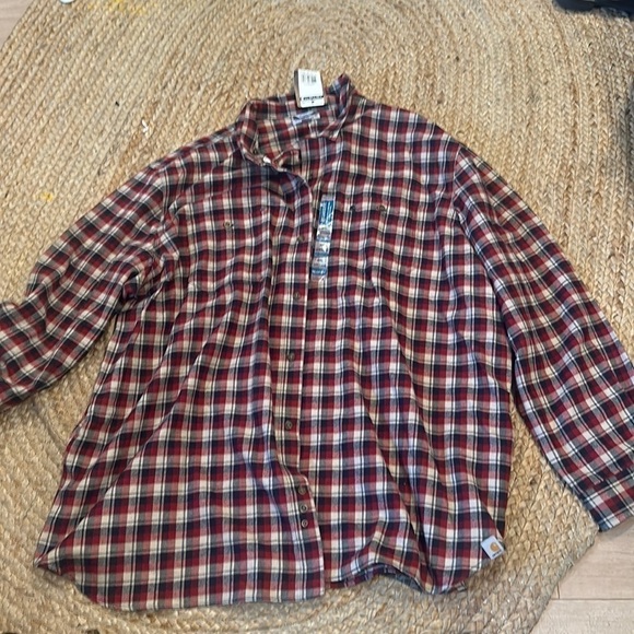 Carhartt Relaxed Fit Red Plaid Long Sleeve Button Up 4XL NWT - Picture 1 of 4